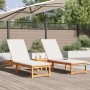 Tumbonas 2 pcs con cojines de madera de acacia, Tumbona con cojines crema de madera de acacia de , Tumbonas - Ref: Foro24-333...