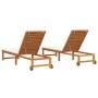 Tumbonas 2 pcs con cojines de madera de acacia, Tumbona con cojines crema de madera de acacia de , Tumbonas - Ref: Foro24-333...