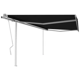 Manual retractable awning with anthracite gray poles 4x3 m by vidaXL, Awnings - Ref: Foro24-3069939, Price: 589,90 €, Discoun...