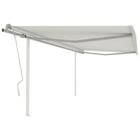 Toldo manual retráctil con postes color crema 4x3 m de vidaXL, Toldos - Ref: Foro24-3069937, Precio: 579,36 €, Descuento: %