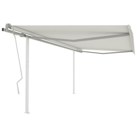 Toldo manual retráctil con postes color crema 4x3 m de vidaXL, Toldos - Ref: Foro24-3069937, Precio: 539,43 €, Descuento: %