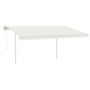 Toldo manual retráctil con postes color crema 4x3 m de vidaXL, Toldos - Ref: Foro24-3069937, Precio: 539,43 €, Descuento: %