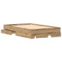 Estructura de Cama con Cajones de Roble Artesanal 120x200 cm de Madera Elaborada de , Camas y somieres - Ref: Foro24-3333970,...