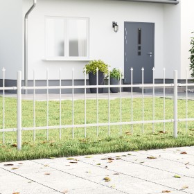 Valla de jardín con punta de lanza blanca 3,4x0,6 m de acero de , Paneles de vallas - Ref: Foro24-3334038, Precio: 88,91 €, D...