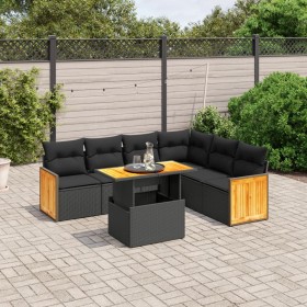 Set de comedor de jardín 7 pzas y cojines ratán sintético negro en Conjuntos de jardín | Comprar online en Foru.es
