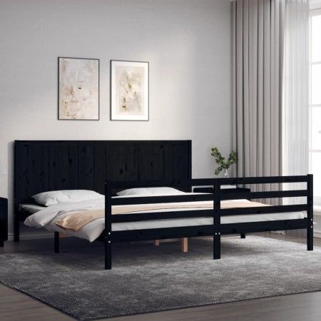 Estructura de cama con cabecero madera maciza negro 200x200 cm de vidaXL, Camas y somieres - Ref: Foro24-3194530, Precio: 193...