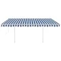 Toldo manual retráctil con postes azul y blanco 4,5x3 m de vidaXL, Toldos - Ref: Foro24-3069966, Precio: 492,82 €, Descuento: %
