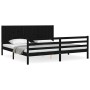Estructura de cama con cabecero madera maciza negro 200x200 cm de vidaXL, Camas y somieres - Ref: Foro24-3194530, Precio: 193...