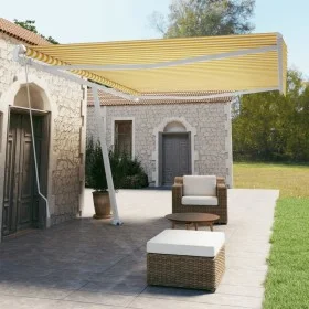 Yellow and white manual retractable foot awning 500x350 cm by vidaXL, Awnings - Ref: Foro24-3069658, Price: 514,14 €, Discoun...