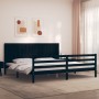 Estructura de cama con cabecero madera maciza negro 200x200 cm de vidaXL, Camas y somieres - Ref: Foro24-3194530, Precio: 193...
