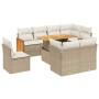 Set de sofás de jardín 9 pzas con cojines ratán sintético beige en Conjuntos de jardín | Comprar online en Foru.es