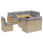 Set de sofás de jardín 9 pzas con cojines ratán sintético beige en Conjuntos de jardín | Comprar online en Foru.es