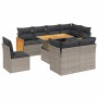 Set de muebles de jardín 9 pzas y cojines ratán sintético gris en Conjuntos de jardín | Comprar online en Foru.es