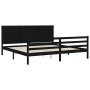 Estructura de cama con cabecero madera maciza negro 200x200 cm de vidaXL, Camas y somieres - Ref: Foro24-3194530, Precio: 193...