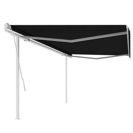 Toldo manual retráctil con postes gris antracita 5x3 m de vidaXL, Toldos - Ref: Foro24-3069979, Precio: 493,39 €, Descuento: %