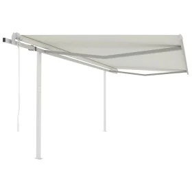 Toldo retráctil automático con postes crema 4x3,5 m de vidaXL, Toldos - Ref: Foro24-3070027, Precio: 539,20 €, Descuento: %