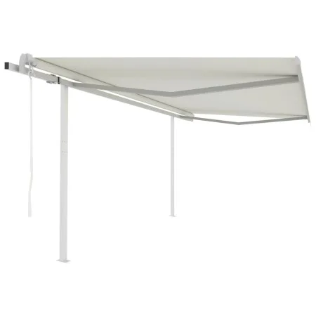Toldo retráctil automático con postes crema 4x3,5 m de vidaXL, Toldos - Ref: Foro24-3070027, Precio: 539,20 €, Descuento: %