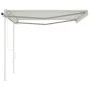 Toldo retráctil automático con postes crema 4x3,5 m de vidaXL, Toldos - Ref: Foro24-3070027, Precio: 539,20 €, Descuento: %