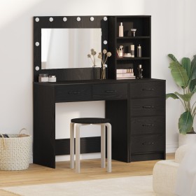 Conjunto de tocador de 2 piezas con LED de en madera negra de , Tocadores para dormitorios - Ref: Foro24-3334192, Precio: 217...