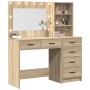 Conjunto de Mesa de Tocador de 2 Piezas con LED de Madera Elaborada en Roble Sonoma de , Tocadores para dormitorios - Ref: Fo...