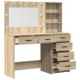Conjunto de Mesa de Tocador de 2 Piezas con LED de Madera Elaborada en Roble Sonoma de , Tocadores para dormitorios - Ref: Fo...