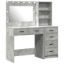 Conjunto de tocador de 2 piezas con LED en gris concreto de madera elaborada de , Tocadores para dormitorios - Ref: Foro24-33...