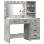 Conjunto de tocador de 2 piezas con LED en gris concreto de madera elaborada de , Tocadores para dormitorios - Ref: Foro24-33...