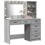Juego de Mesa de Tocador de 2 Piezas con LED de Madera Elaborada Gris Sonoma de , Tocadores para dormitorios - Ref: Foro24-33...