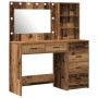 Conjunto de Mesa de Tocador de 2 Piezas con LED y Madera Vieja Ingenierizada de , Tocadores para dormitorios - Ref: Foro24-33...