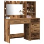Conjunto de Mesa de Tocador de 2 Piezas con LED y Madera Vieja Ingenierizada de , Tocadores para dormitorios - Ref: Foro24-33...