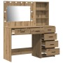 Juego de tocador de 2 piezas con LED de en madera de roble artesanal de , Tocadores para dormitorios - Ref: Foro24-3334199, P...