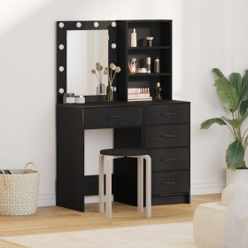Set de tocador de 2 piezas con LED en madera negra de , Tocadores para dormitorios - Ref: Foro24-3334201, Precio: 190,66 €, D...