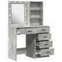 Conjunto de tocador de 2 piezas con LED en gris concreto de madera elaborada de , Tocadores para dormitorios - Ref: Foro24-33...