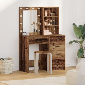 Juego de tocador de 2 piezas con LED de madera envejecida de , Tocadores para dormitorios - Ref: Foro24-3334207, Precio: 188,...