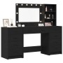 Juego de Mesa de Tocador de 3 Piezas con LED de Madera Negra de , Tocadores para dormitorios - Ref: Foro24-3334210, Precio: 2...