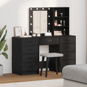 Conjunto de Tocador de 3 Piezas con LED Negro de Madera de , Tocadores para dormitorios - Ref: Foro24-3334219, Precio: 268,32...