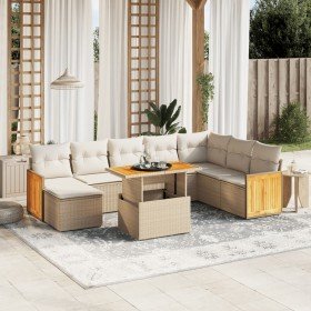 Set de sofás de jardín 9 pzas con cojines ratán sintético beige en Conjuntos de jardín | Comprar online en Foru.es