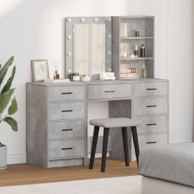 Juego de Tocador de 3 Piezas con LED - Gris Hormigón Madera de Calidad de , Tocadores para dormitorios - Ref: Foro24-3334221,...