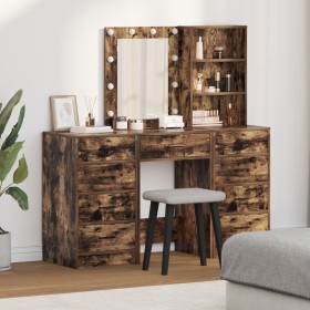Set de tocador de 3 piezas con luz LED en madera de roble ahumado de , Tocadores para dormitorios - Ref: Foro24-3334222, Prec...