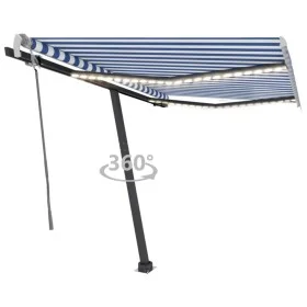 Einziehbare manuelle Markise mit blauen und weißen LED 300x250 cm von vidaXL, Markisen - Ref: Foro24-3069701, Preis: 380,98 €...