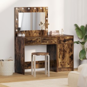 Conjunto de Tocador de 2 Piezas con LED en Madera de Roble Ahumado de , Tocadores para dormitorios - Ref: Foro24-3334231, Pre...