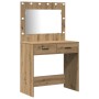 Set de tocador de 2 piezas con LED de madera en color roble de , Tocadores para dormitorios - Ref: Foro24-3334235, Precio: 18...