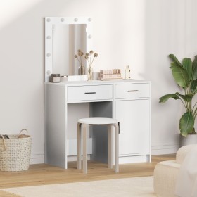 Set de tocador de 2 piezas con LED de , madera blanca de , Tocadores para dormitorios - Ref: Foro24-3334236, Precio: 153,59 €...