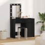 Set de Mesa de Tocador de 2 Piezas con LED de Madera Elaborada Negra de , Tocadores para dormitorios - Ref: Foro24-3334237, P...