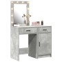 Conjunto de mesa de maquillaje de 2 piezas con LED en gris concreto de madera compuesta de , Tocadores para dormitorios - Ref...