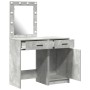 Conjunto de mesa de maquillaje de 2 piezas con LED en gris concreto de madera compuesta de , Tocadores para dormitorios - Ref...