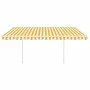 Toldo manual retráctil con postes amarillo y blanco 4x3,5 m de vidaXL, Toldos - Ref: Foro24-3070018, Precio: 442,35 €, Descue...
