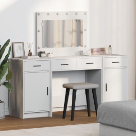 Conjunto de Mesa de Tocador de 3 Piezas con LED, Madera Elaborada Blanca de , Tocadores para dormitorios - Ref: Foro24-333424...