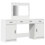Conjunto de Mesa de Tocador de 3 Piezas con LED, Madera Elaborada Blanca de , Tocadores para dormitorios - Ref: Foro24-333424...