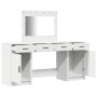 Conjunto de Mesa de Tocador de 3 Piezas con LED, Madera Elaborada Blanca de , Tocadores para dormitorios - Ref: Foro24-333424...